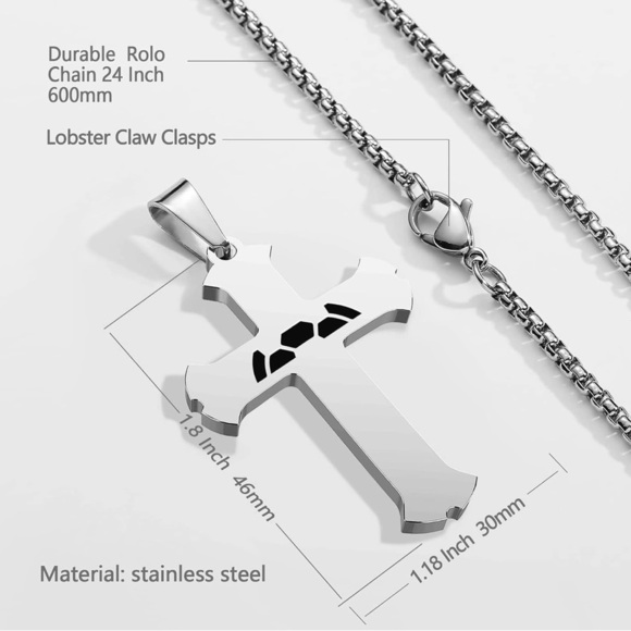 HOFOYA Cross Pendant Necklace With Inspiring Bible Quote from Phil 4:13 Soccer - Picture 5 of 9